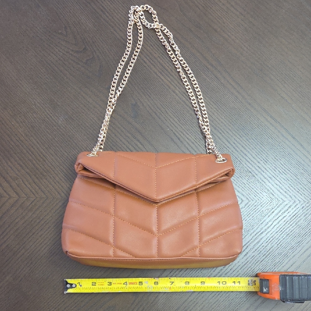 Urban Expressions Brown Quilted Chain Shoulder Bag